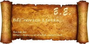 Bánovics Etelka névjegykártya